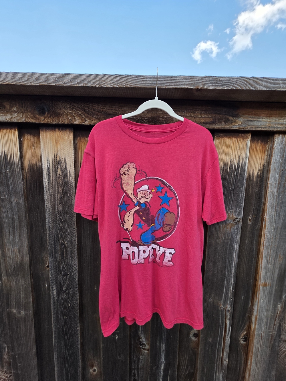 TeeLuv Popeye Graphic Men's T-Shirt in Bright Pink